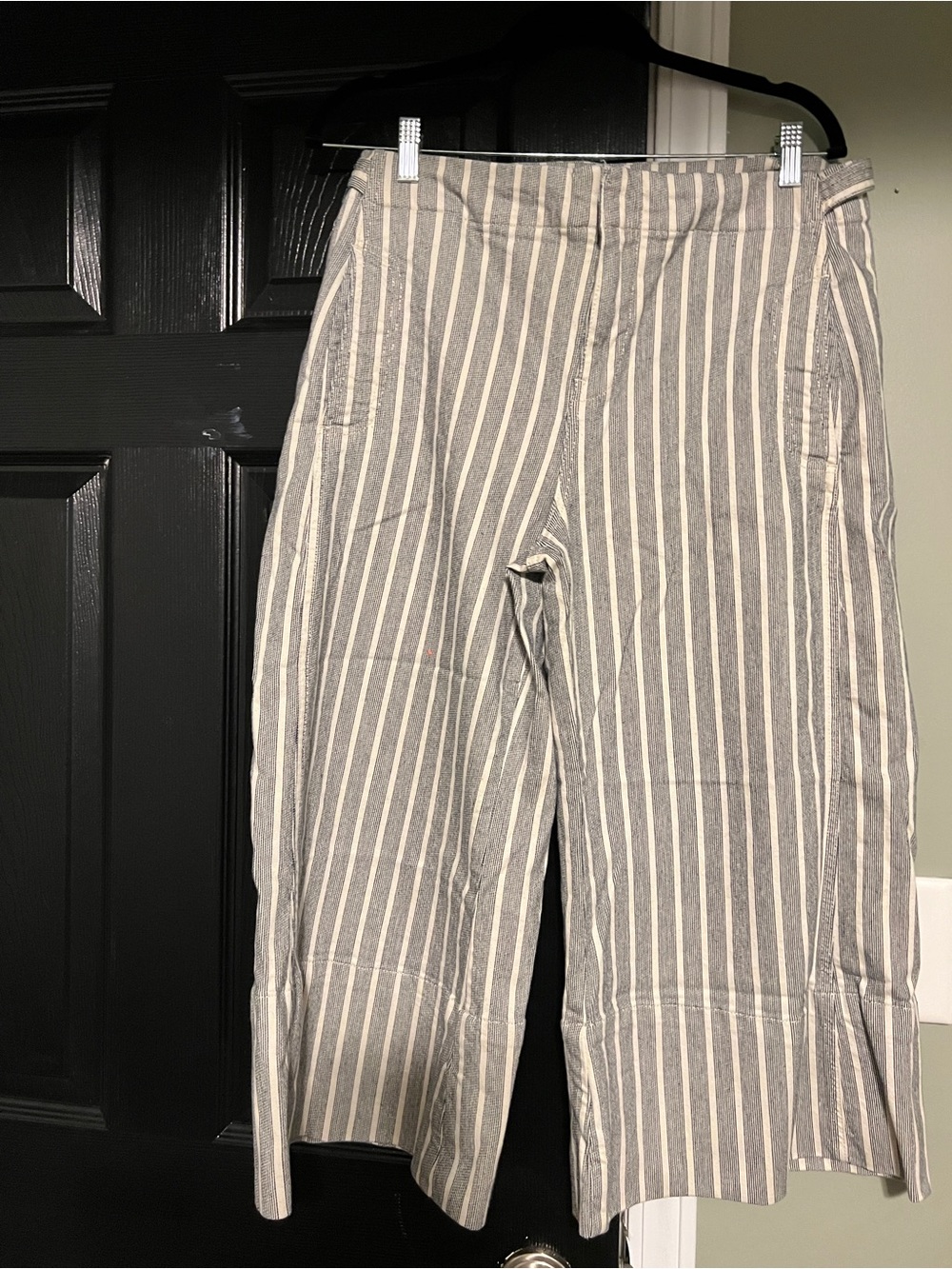Pilcro Striped Wide-Leg Cropped Pants in Gray and White